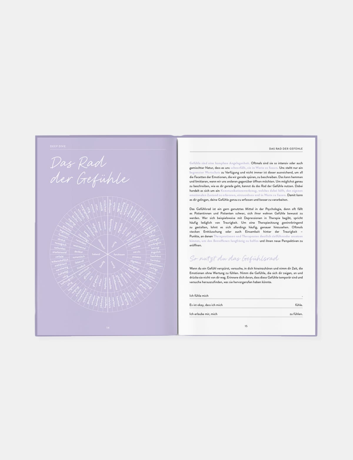 Therapietagebuch „Step by Step, Day by Day“ von Alicia Knebel – Innenansicht Gefühlsrad